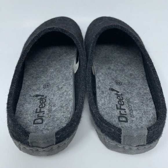 Dr Feet Shoes Dr Feet Womens Mules Shoes Gray Wool Blend Slip On